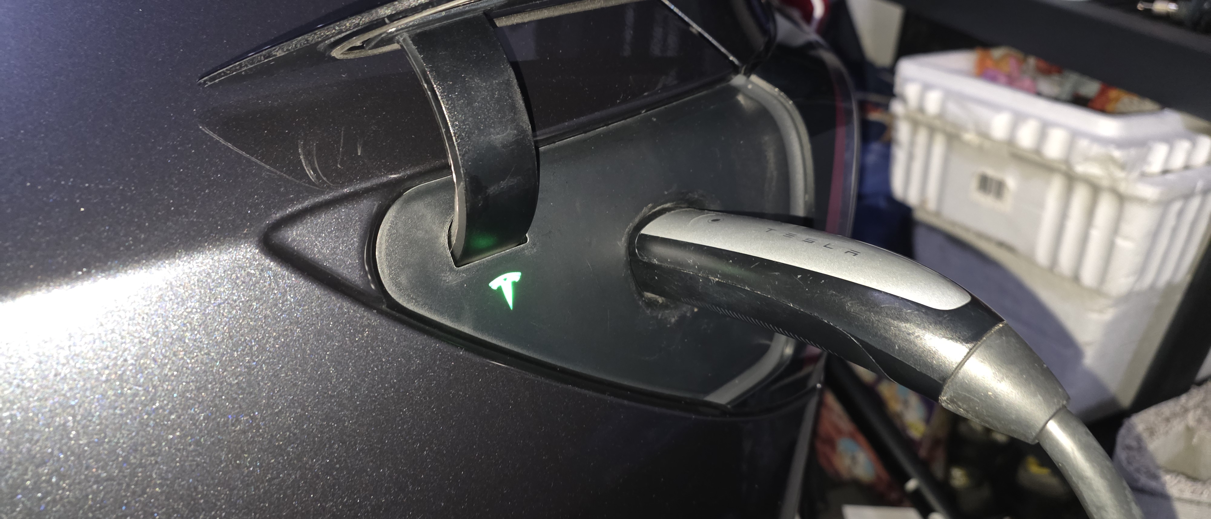 Tesla charge port.